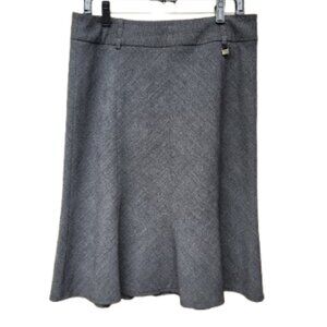 Dalia Collection Gray Skirt Flounce Hem Knee-Length Modest Classic Workwear